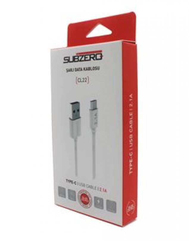 Subzero 2.2A Type-C 1 Metre USB ve Şarj Kablosu CL22