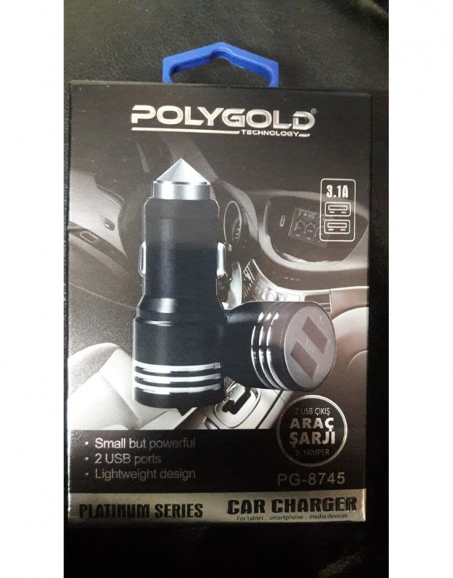 PG8745 OTO ŞARJI 2 USB 3.1 A METAL ADAPTÖR ÇAKMAKLIK